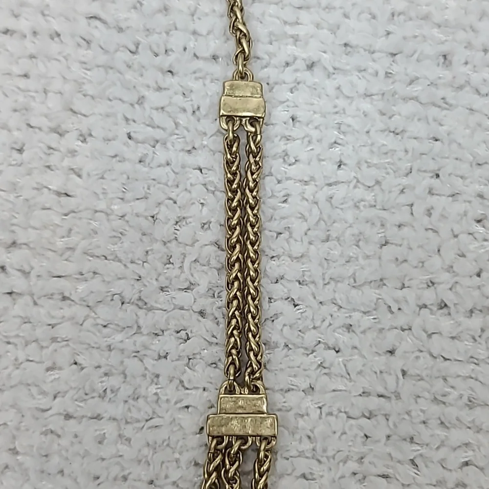 Lucky Brand Semi Precious Accents Gold Toned Multi Layered Chain Necklace NWT